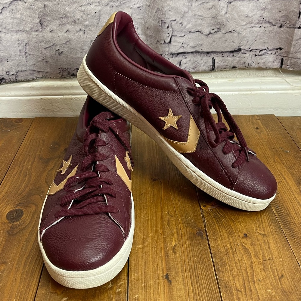 Converse all star 76 Ox maroon and tan leather sneakers mens size 12
